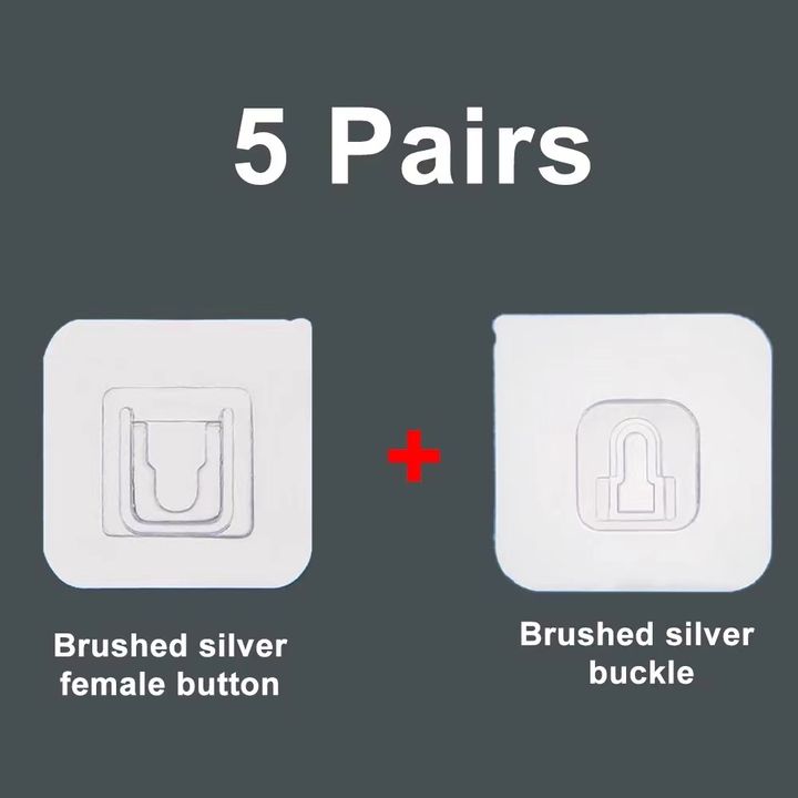 5 pair Double-sided Adhesive Wall Hooks Storage Tools Wall Mounted Hooks For Kitchen Bathroom Living Room Adhesive Wall Hooks Storage
