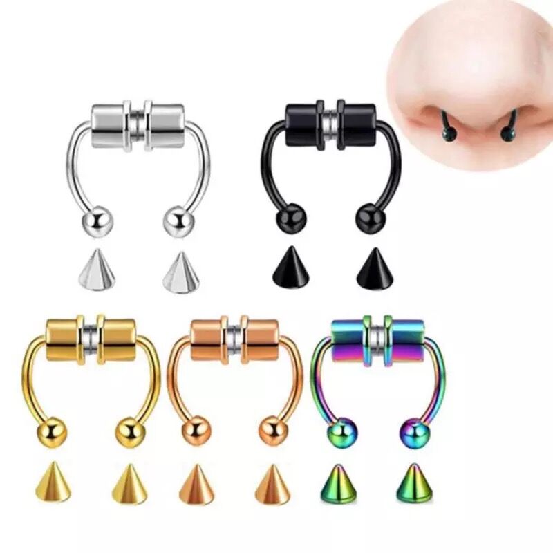 2021 Fake Piercing Nose Ring Alloy Nose Piercing Hoop Septum Rings For Women Body Jewelry Gifts