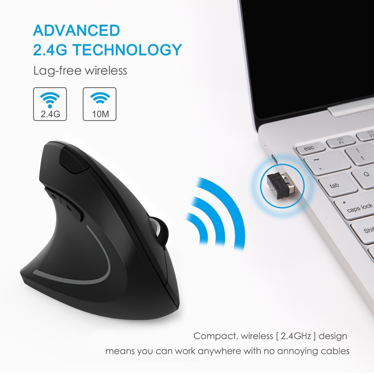 Ergonomic Vertical Mouse 2.4G Wireless Right Left Hand Computer Gaming Mice 6D USB Optical Mouse