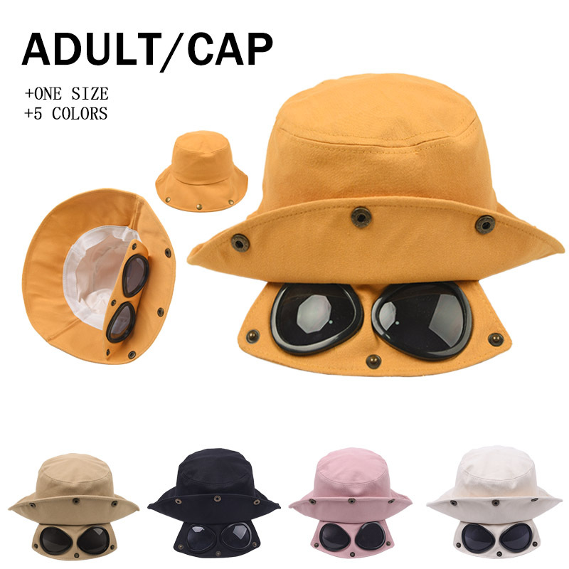 Aviator glasses fisherman hat bucket hat spring and autumn bucket hat with sunglasses hip-hop goggle