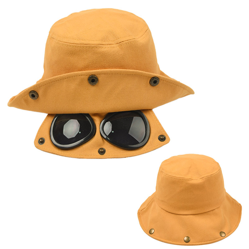 Aviator glasses fisherman hat bucket hat spring and autumn bucket hat with sunglasses hip-hop goggle