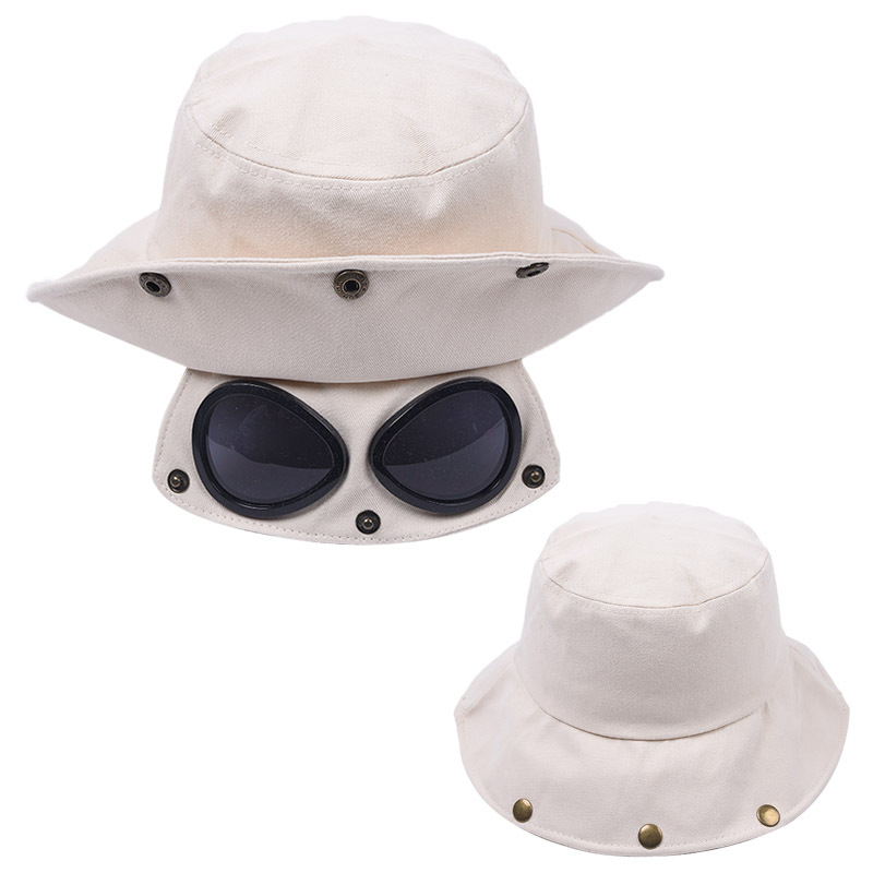 Aviator glasses fisherman hat bucket hat spring and autumn bucket hat with sunglasses hip-hop goggle