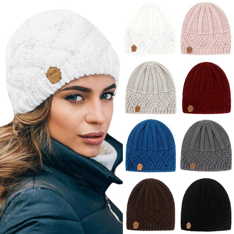 Womens Knitted Beanie Cap Winter Warm Slouch Hat Outdoor Skateboard Ski Hats Skullcap
