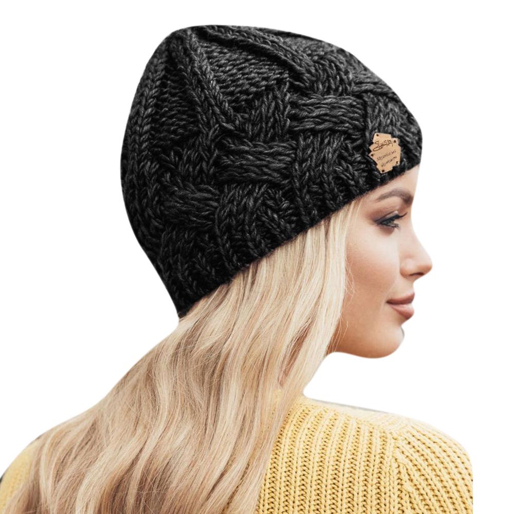 Womens Knitted Beanie Cap Winter Warm Slouch Hat Outdoor Skateboard Ski Hats Skullcap