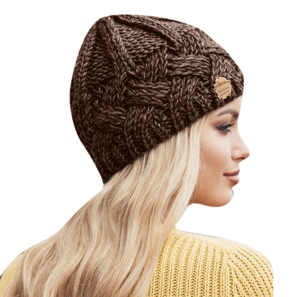 Womens Knitted Beanie Cap Winter Warm Slouch Hat Outdoor Skateboard Ski Hats Skullcap