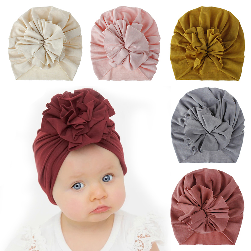 2021 New Baby Hat Cute Flower Baby Girl Hat Soft Cotton Baby Turban Beanie Newborn Infant Baby Cap