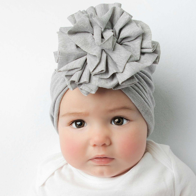 2021 New Baby Hat Cute Flower Baby Girl Hat Soft Cotton Baby Turban Beanie Newborn Infant Baby Cap