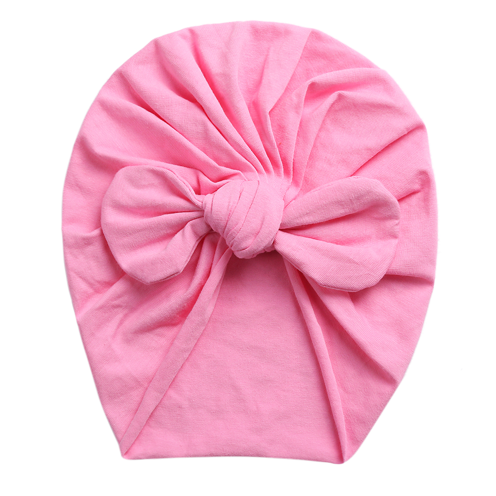 Solid Baby Cotton Beanies Cute Bear Ear Bowknot Turban Hats for Newborn Baby Boy Girls Headwraps