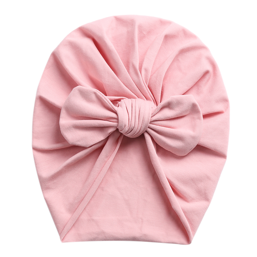 Solid Baby Cotton Beanies Cute Bear Ear Bowknot Turban Hats for Newborn Baby Boy Girls Headwraps
