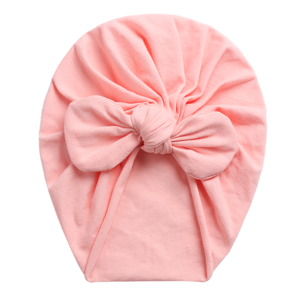 Solid Baby Cotton Beanies Cute Bear Ear Bowknot Turban Hats for Newborn Baby Boy Girls Headwraps