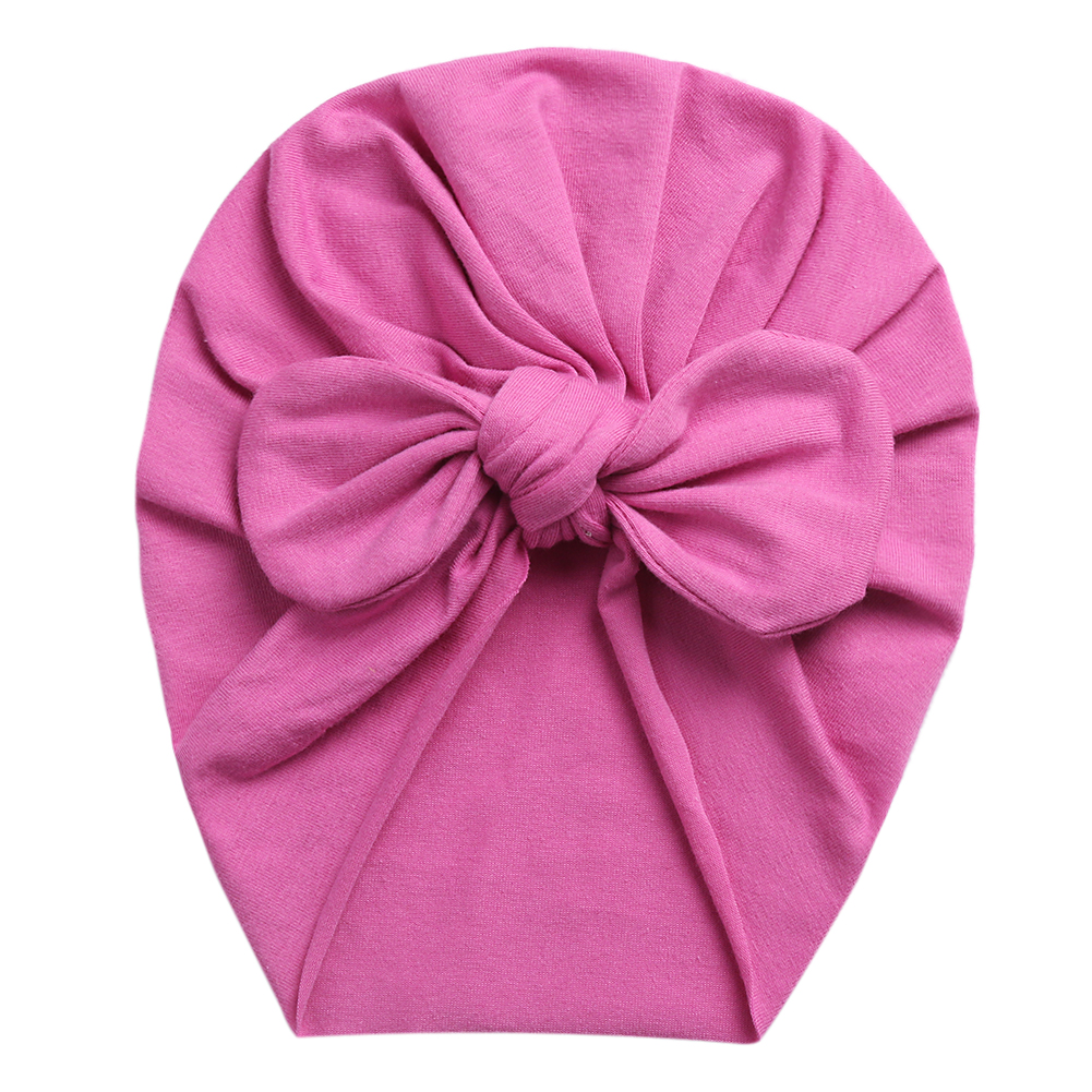Solid Baby Cotton Beanies Cute Bear Ear Bowknot Turban Hats for Newborn Baby Boy Girls Headwraps