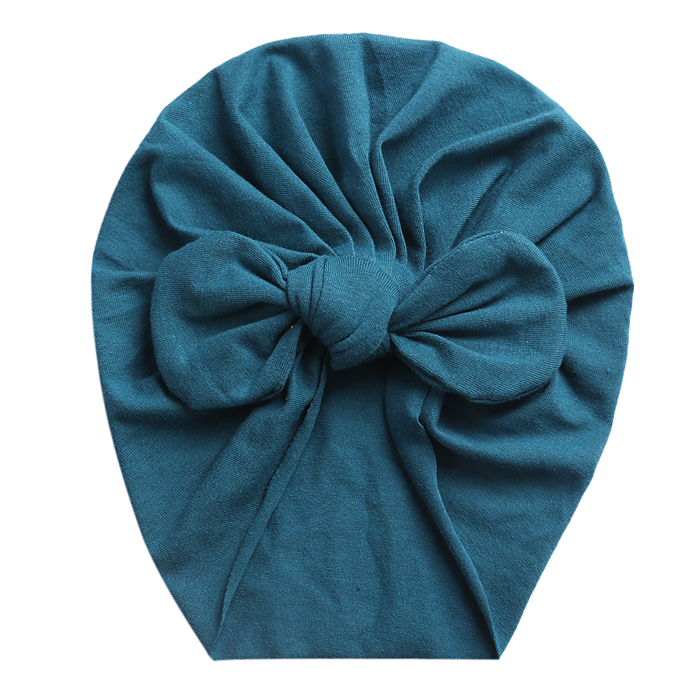 Solid Baby Cotton Beanies Cute Bear Ear Bowknot Turban Hats for Newborn Baby Boy Girls Headwraps