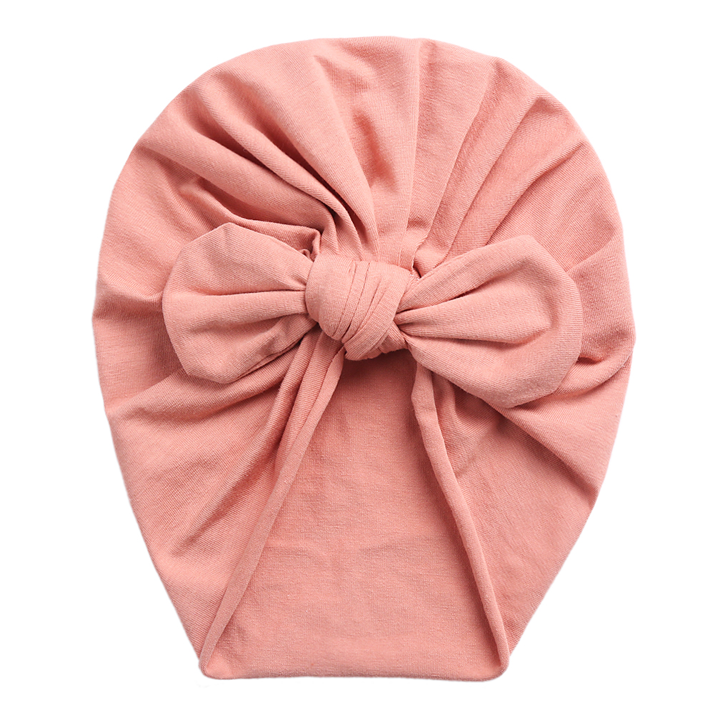 Solid Baby Cotton Beanies Cute Bear Ear Bowknot Turban Hats for Newborn Baby Boy Girls Headwraps