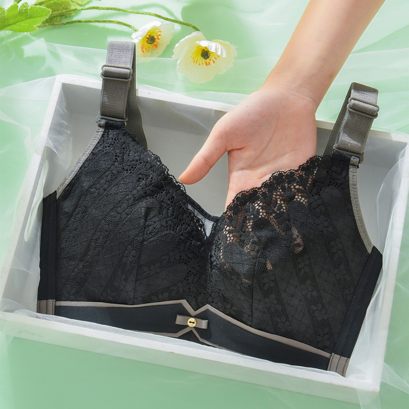 Latex Thin Section Bra Women's Full Coverage Lace Wireless Non Padded Cotton Bra