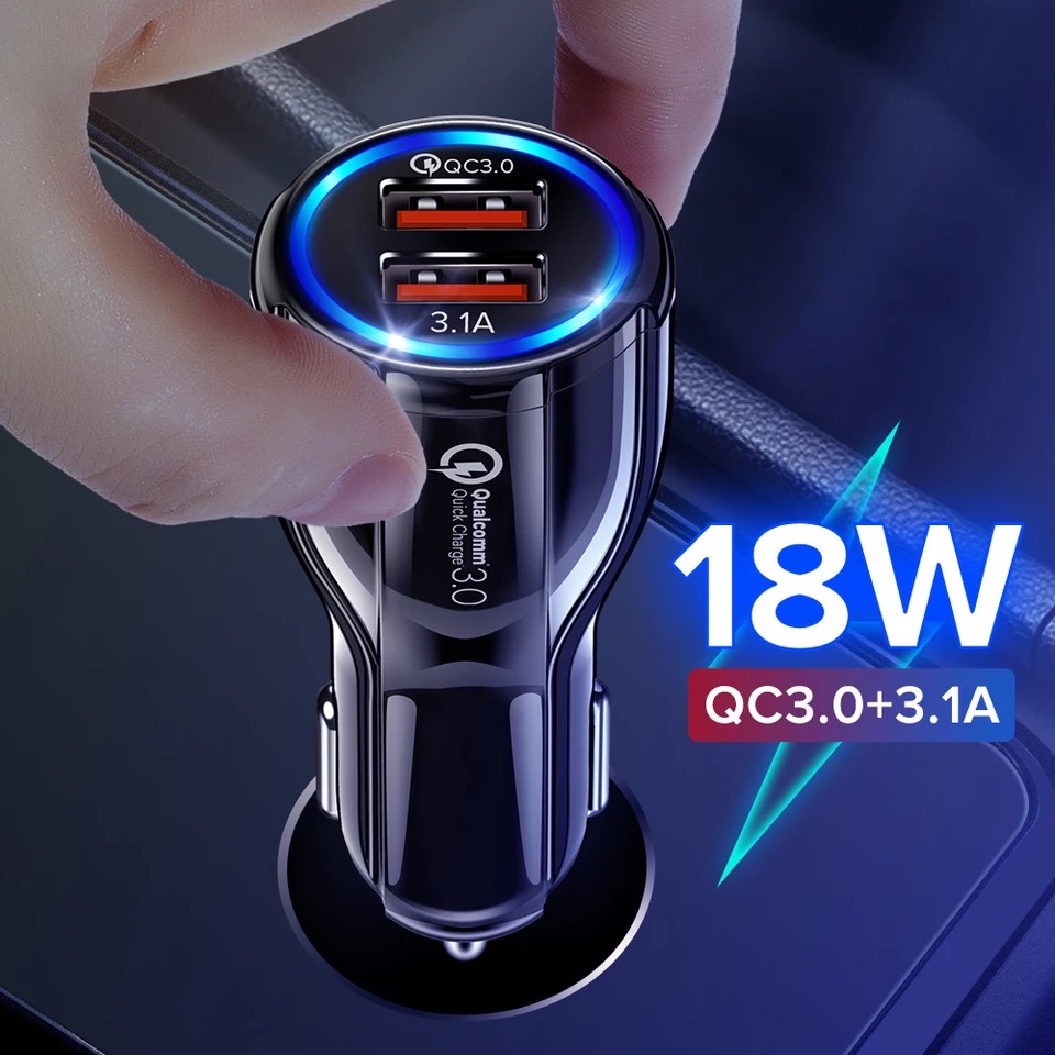 Car Charger Usb Quick Charge 3.0 For Mobile Phone Dual Usb Car Charger Qc 3.0 Fast Charging Adapter