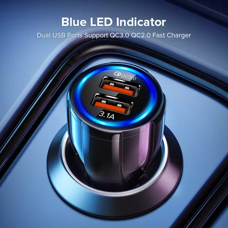 Car Charger Usb Quick Charge 3.0 For Mobile Phone Dual Usb Car Charger Qc 3.0 Fast Charging Adapter