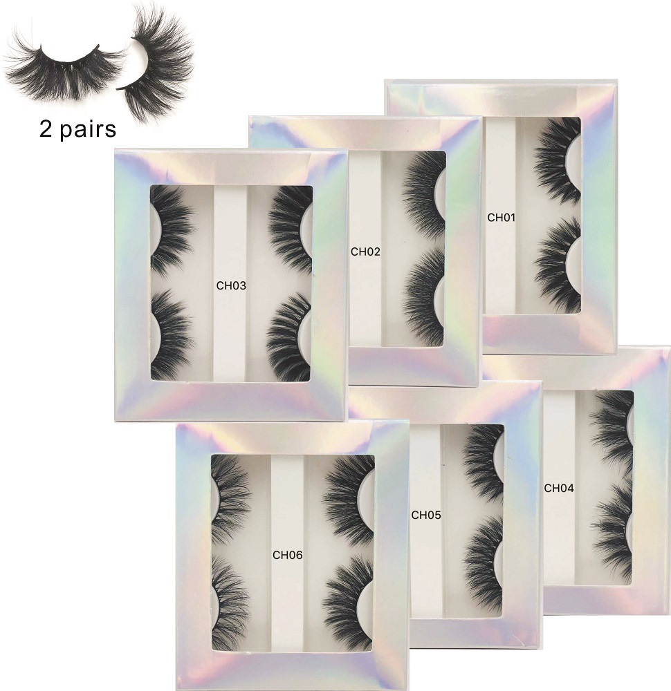 2 Pairs natural false eyelashes thick real 3d long mink eyelashes soft fake eeyelash extension