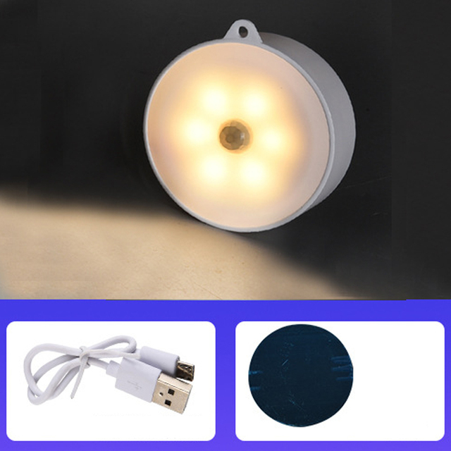 LED Wireless Smart Motion Sensor Night Light Usb Rechargeable Night Light Closet Cabinet Lamp