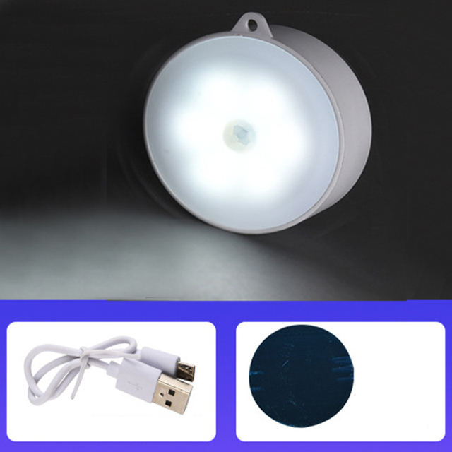 LED Wireless Smart Motion Sensor Night Light Usb Rechargeable Night Light Closet Cabinet Lamp