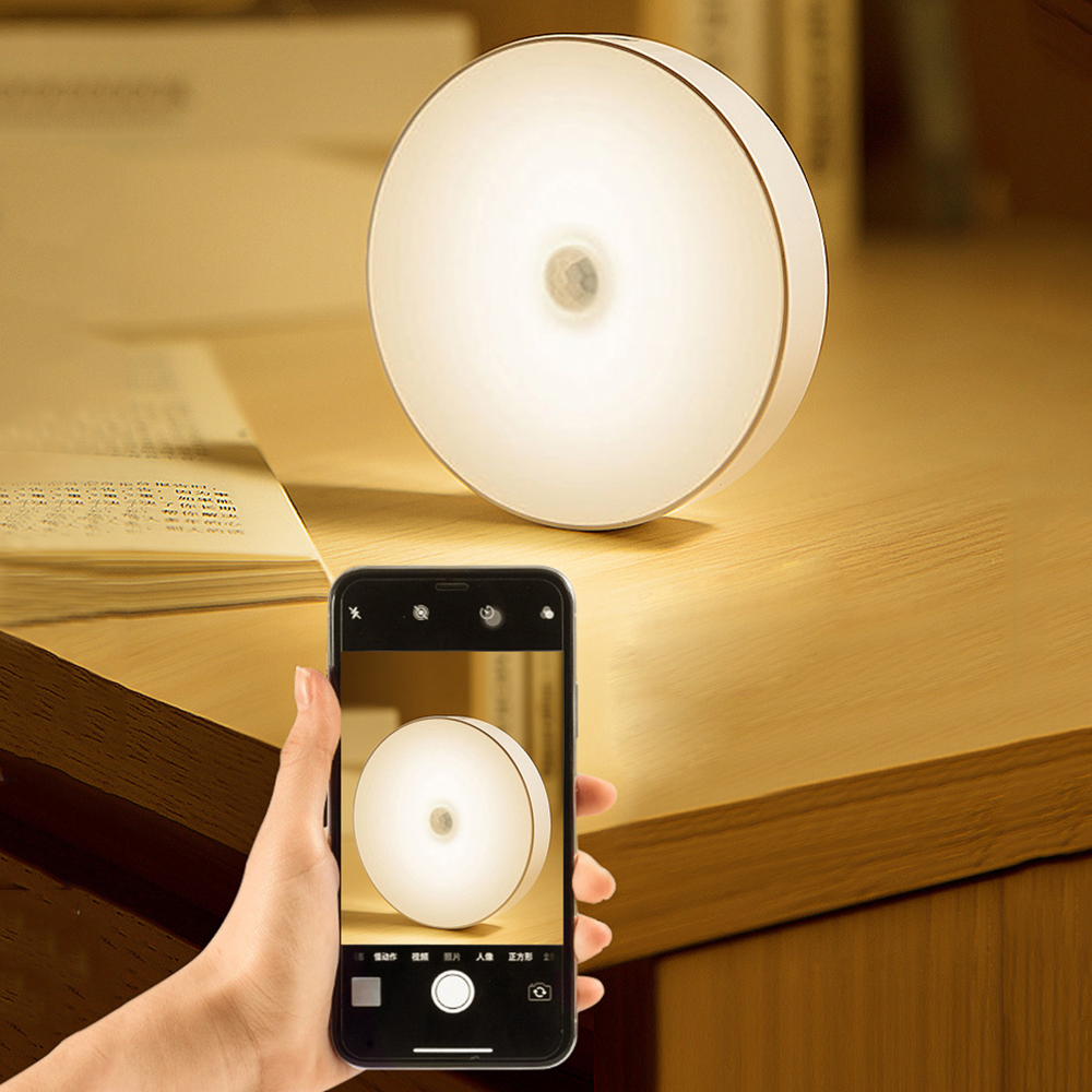 LED Night Light Mini Round Light Sensor Control No Flicker Nightlight Wall Lamp For Children Kids