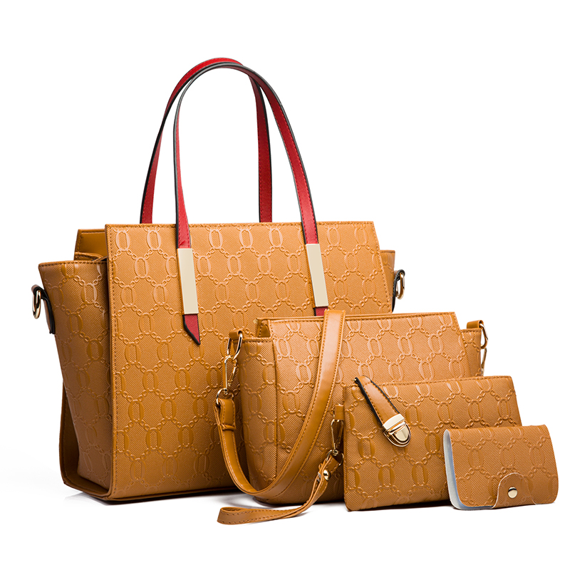 Handbags For Women Shoulder Bag 4 PCS Messenger Hand Bag Wallet Ladies Designer Luxury PU Leather