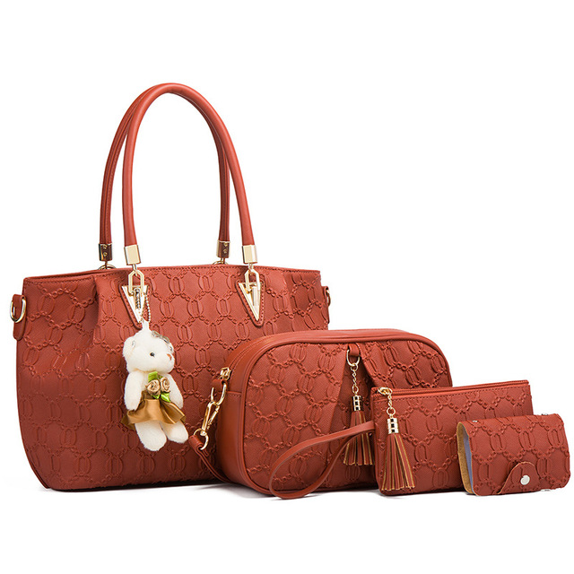 Handbags For Women Shoulder Bag 4 PCS Messenger Hand Bag Wallet Ladies Designer Luxury PU Leather