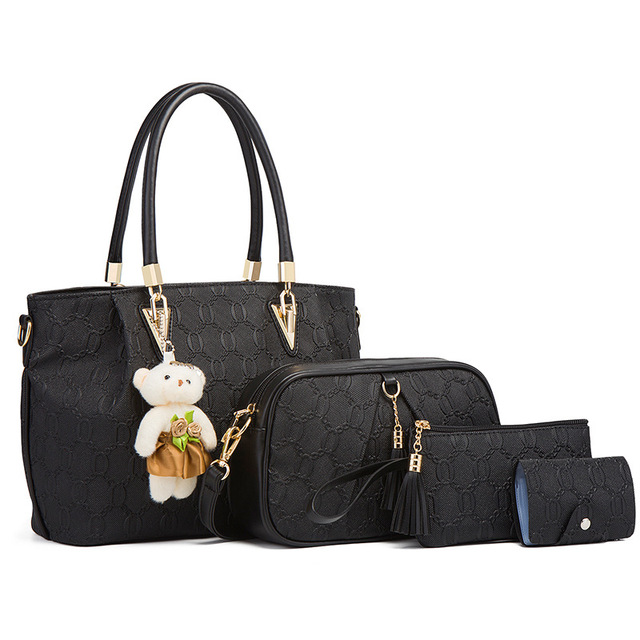 Handbags For Women Shoulder Bag 4 PCS Messenger Hand Bag Wallet Ladies Designer Luxury PU Leather