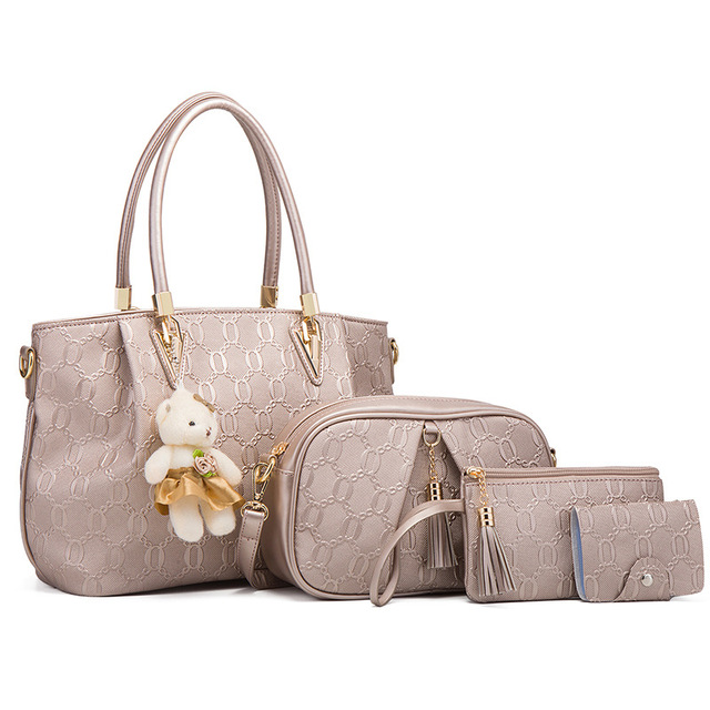 Handbags For Women Shoulder Bag 4 PCS Messenger Hand Bag Wallet Ladies Designer Luxury PU Leather