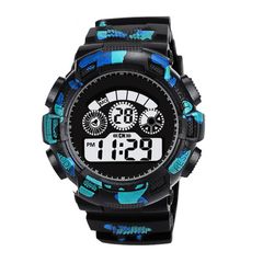 Man Electric watched Sport Student Watch Kids Watches LED Digital Wristwatch Electronic Wrist Watch for Boy one size Blue