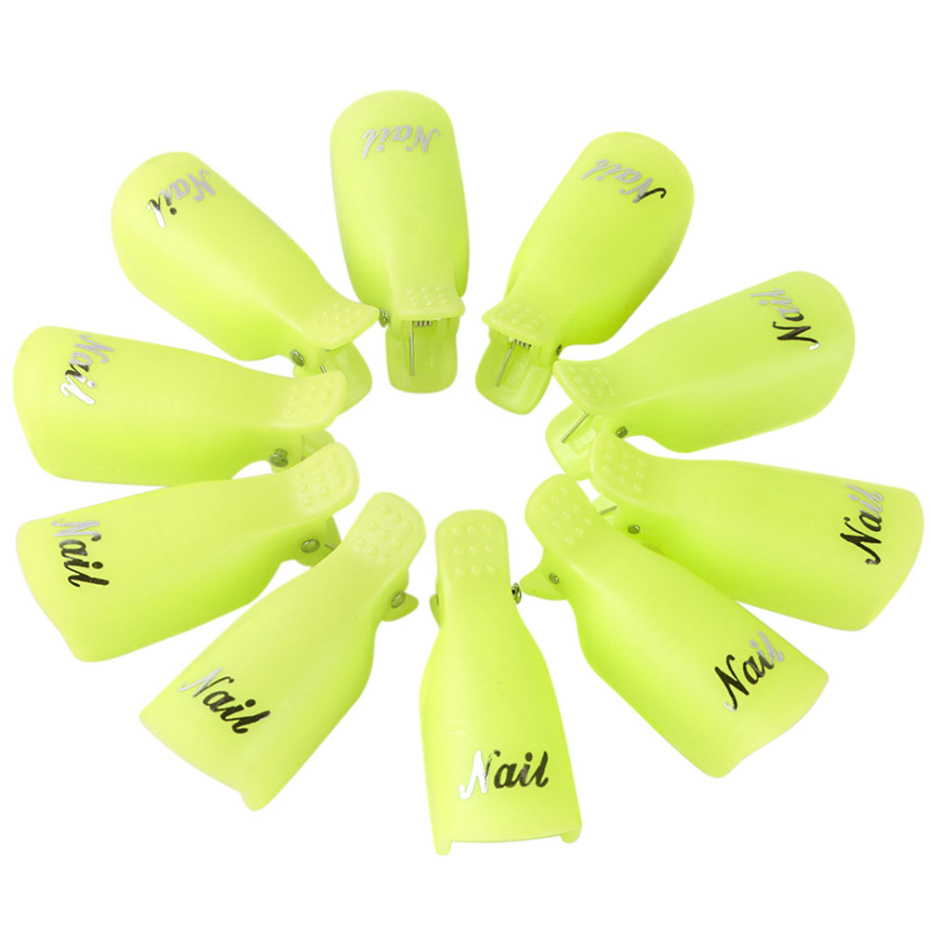 10pcs Plastic Nail Art Soak Off Cap Clip Gel Polish Remover Wrap Tool Fingers Fluid for Removal of Varnish Nail Tool
