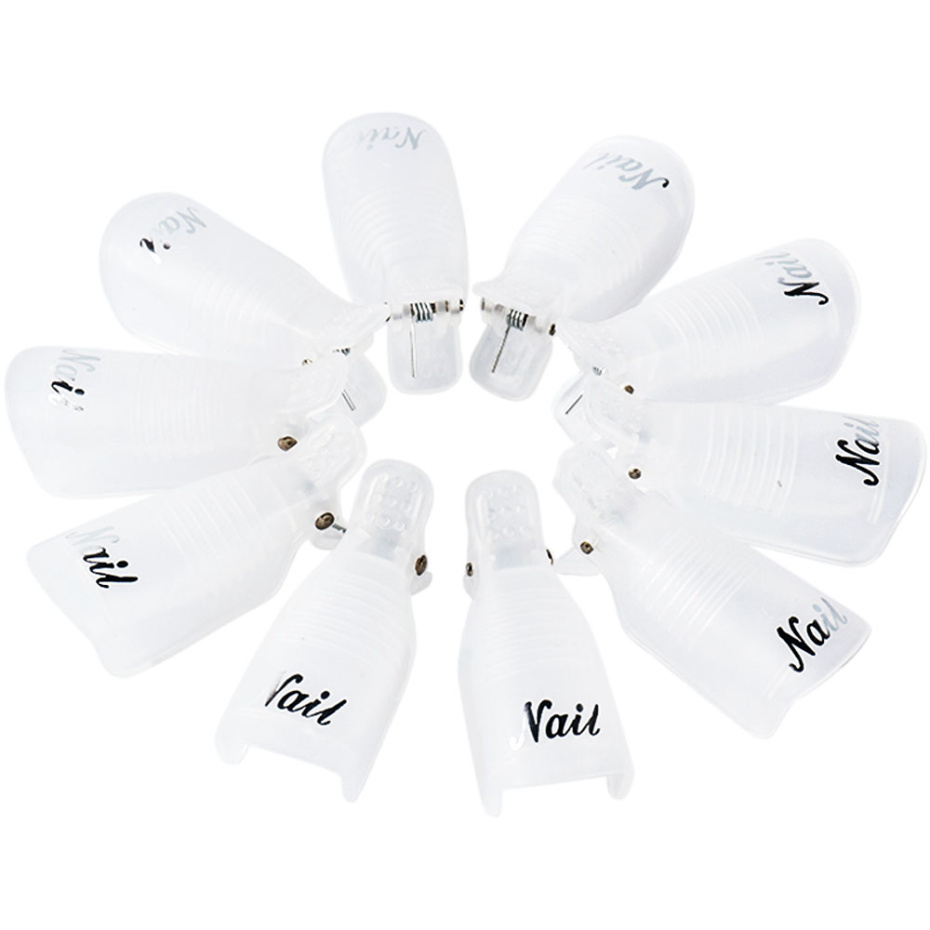10pcs Plastic Nail Art Soak Off Cap Clip Gel Polish Remover Wrap Tool Fingers Fluid for Removal of Varnish Nail Tool