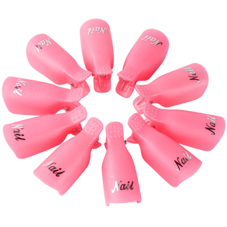 10pcs Plastic Nail Art Soak Off Cap Clip Gel Polish Remover Wrap Tool Fingers Fluid for Removal of Varnish Nail Tool