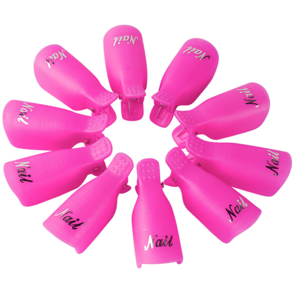 10pcs Plastic Nail Art Soak Off Cap Clip Gel Polish Remover Wrap Tool Fingers Fluid for Removal of Varnish Nail Tool