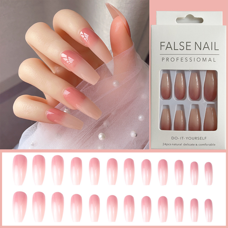 24PCS/set Fake Nails Nail Art Tips Press on False Tipsy with Glue Matte Stick Designs Clear Display Set Full Cover Artificial Detachable