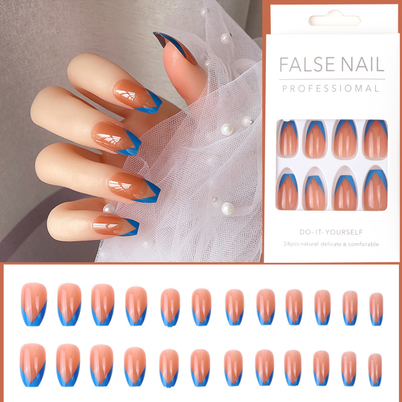 24PCS/set Fake Nails Nail Art Tips Press on False Tipsy with Glue Matte Stick Designs Clear Display Set Full Cover Artificial Detachable