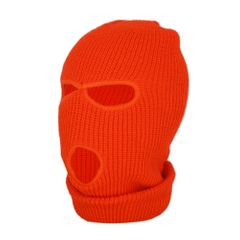 Ski Mask Knitted Face Cover Winter Full Face Mask for Winter Outdoor Sports CS Three 3 Hole Knit Hat Orange one size