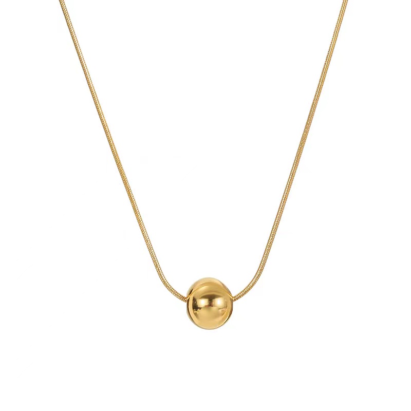 Valentine's day girlfriend gift Lucky Small Golden Ball Necklace Titanium Steel Short Necklace For Woman Fashion Jewelry Girl's Accessories