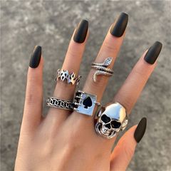 5PC/SET Jewelry Punk Fashion Joint Finger Rings 5pcs/set Vintage Snake Animal Rings for Women Gothic Silver Color style 01 as picture