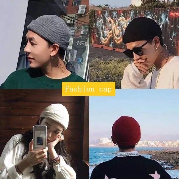 2025 New Year  Solid Color Warm Knitted Brimless Hat Men Beanies Winter Autumn Hip Hop Skullcap Street Men Beanie Unisex Melon Cap Women Male