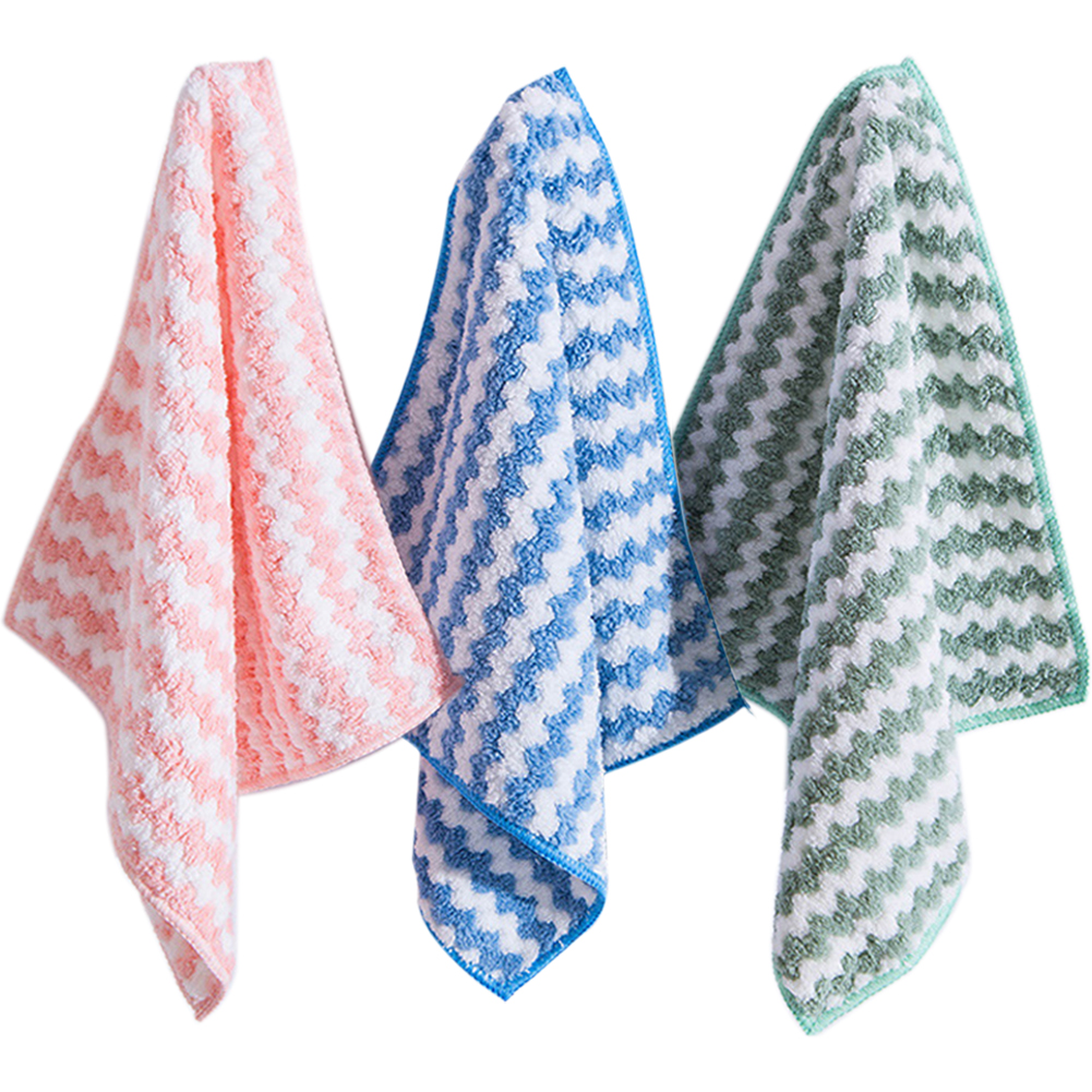 3Pcs Kitchen Cleaning Rag Coral Fleece Dish Washing Cloth Super Absorbent Scouring Pad Dry And Wet Kitchen Cleaning Towels