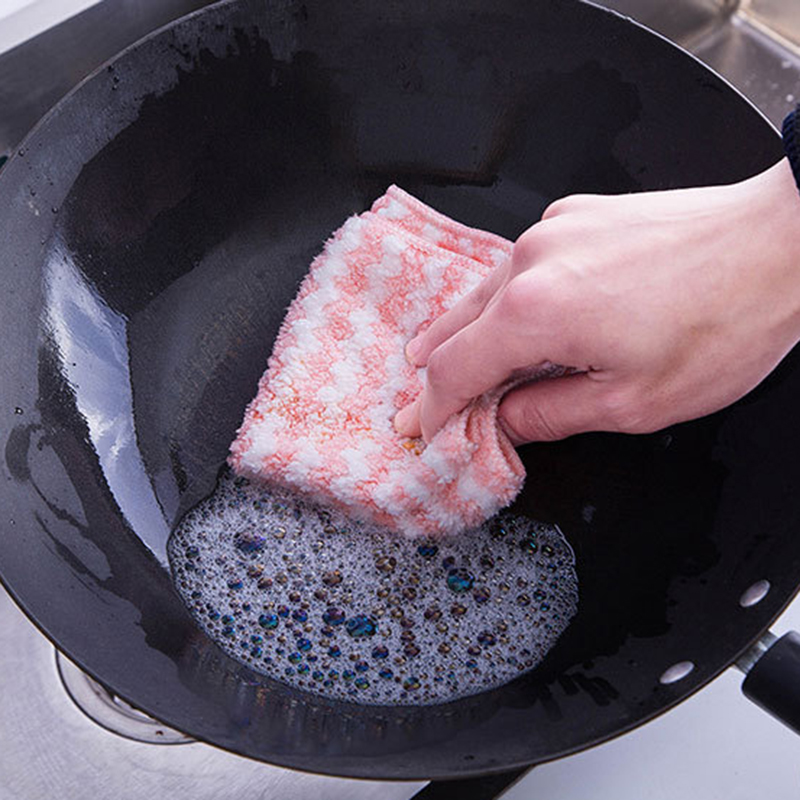 3Pcs Kitchen Cleaning Rag Coral Fleece Dish Washing Cloth Super Absorbent Scouring Pad Dry And Wet Kitchen Cleaning Towels