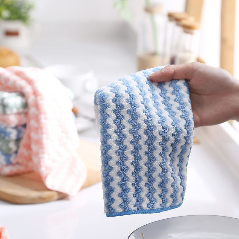 3Pcs Kitchen Cleaning Rag Coral Fleece Dish Washing Cloth Super Absorbent Scouring Pad Dry And Wet Kitchen Cleaning Towels