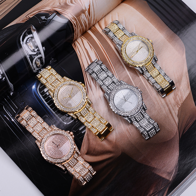 Quartz Watches Man Women Fashion Bling Casual Ladies Watche Female Gold Watchs Crystal Diamond Watch
