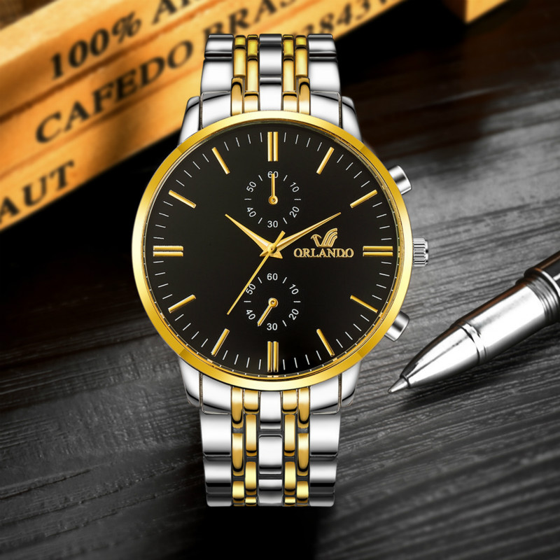 Fashion watches men business steel belt watchs japan quartz watche watchs gold silver watched watch