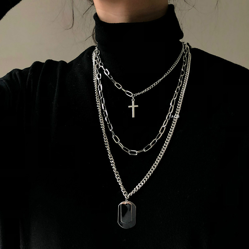 3PCS/SET rendy sexy necklace multilayer hip hop long chain cool necklace for women men jewelry gifts