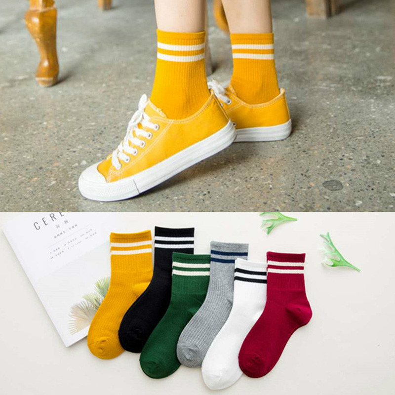 3 Pairs Funny Cute Socks Girls Cotton Loose Striped Socks Colorful Women Sox Harajuku Designer Retro