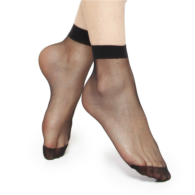 5 Pair Short stockings sexy ladies socks silk ultra-thin transparent crystal simple socks for women