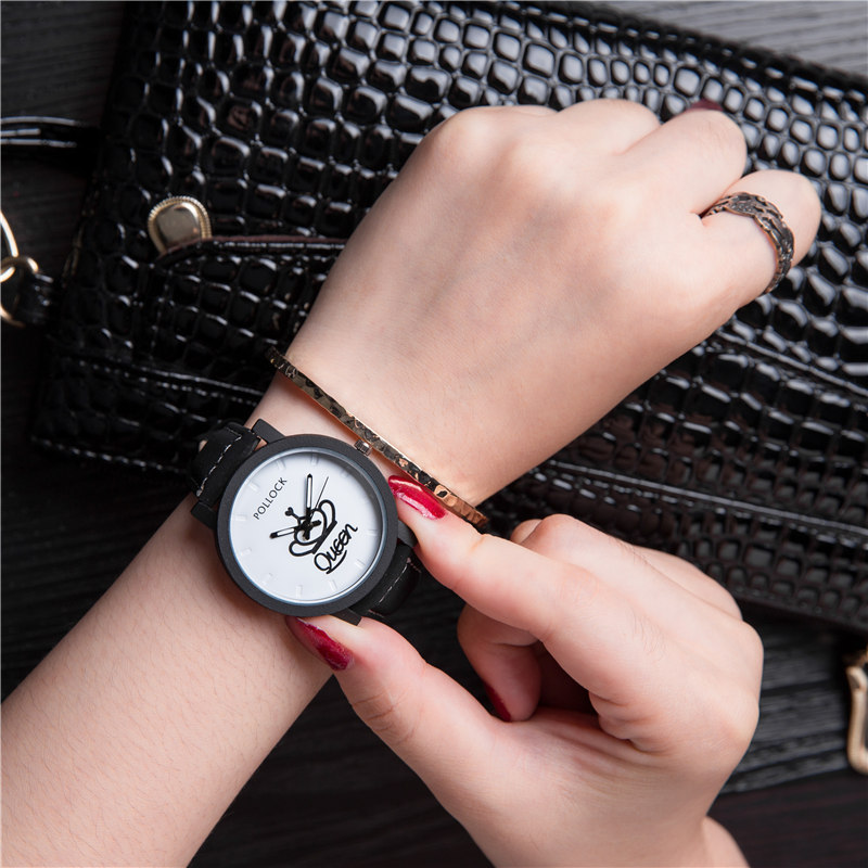 Fashion watches men and women queen king leather quartz wrist couple watche watchs ladies watched
