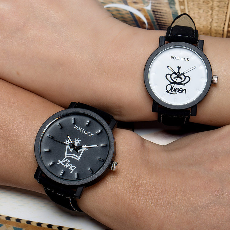 Fashion watches men and women queen king leather quartz wrist couple watche watchs ladies watched