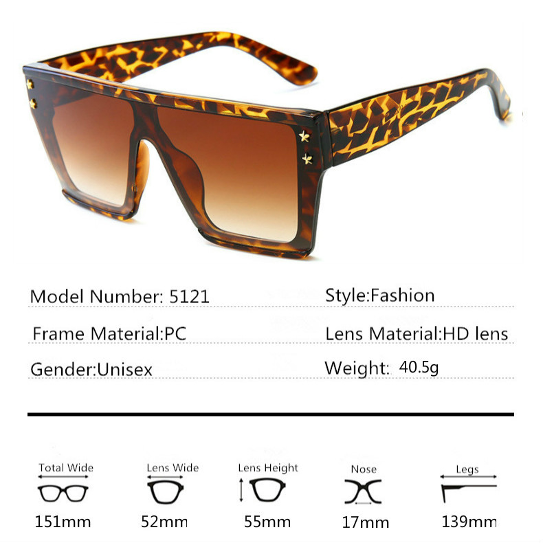 Flat Top Sunglasses Men Women Brand Square Shades UV400 Gradient Sun Glasses For Men and Ladies